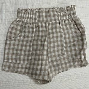 SOLAÍ the Label Linen Plaid Shorts